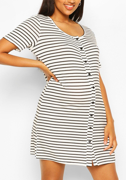 Maternity striped button front nightie Dossier Maternity