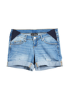 Maternity Destructed Denim Shorts with Side Panel