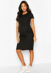 Maternity Lettuce Edge Mini Dress - Black