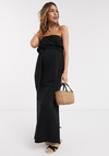 Maternity Bandeau Maxi Dress With Belt (Black)