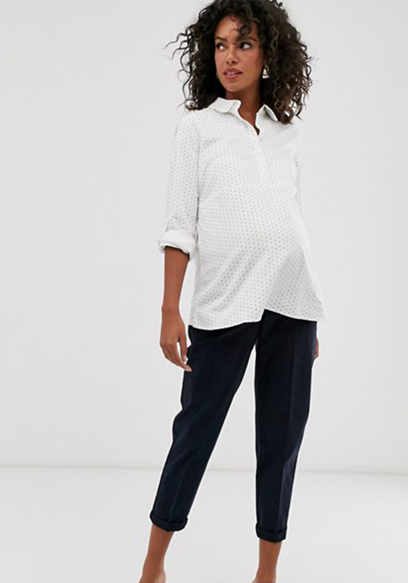 Maternity chino pants with under band - Navy