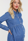 Maternity Denim Shirt Dress - Blue