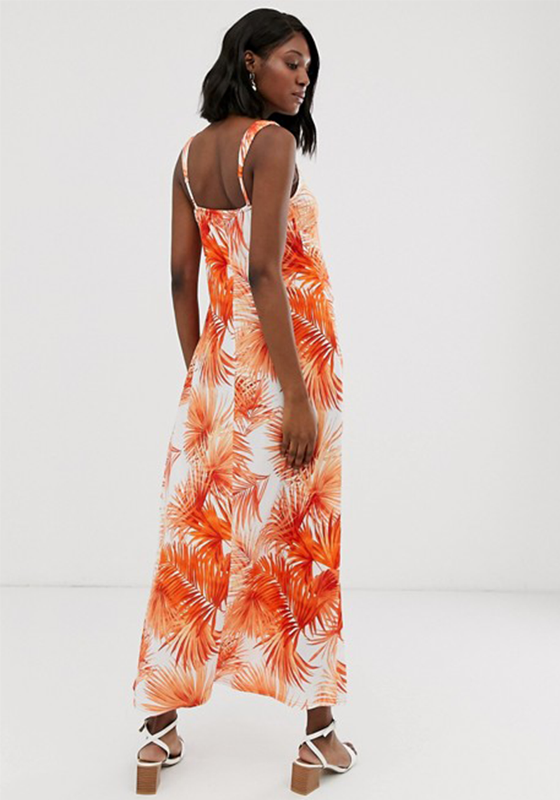 Low Back Palm Print Dress