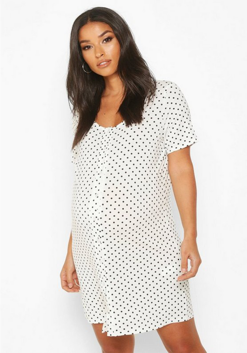 Maternity Polka Dot Button Front Nightgown