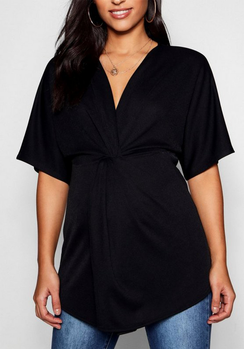 Twist Front Kimono Sleeve Blouse