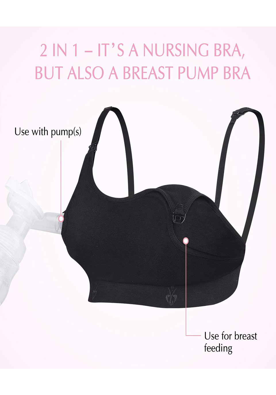 Momcozy Hands Free Pumping Bra, Adjustable Breast Pump Bra and Nursing Bra  All in One with Nursing Pads, All Day Wear for Spectra, Lansinoh, Philips